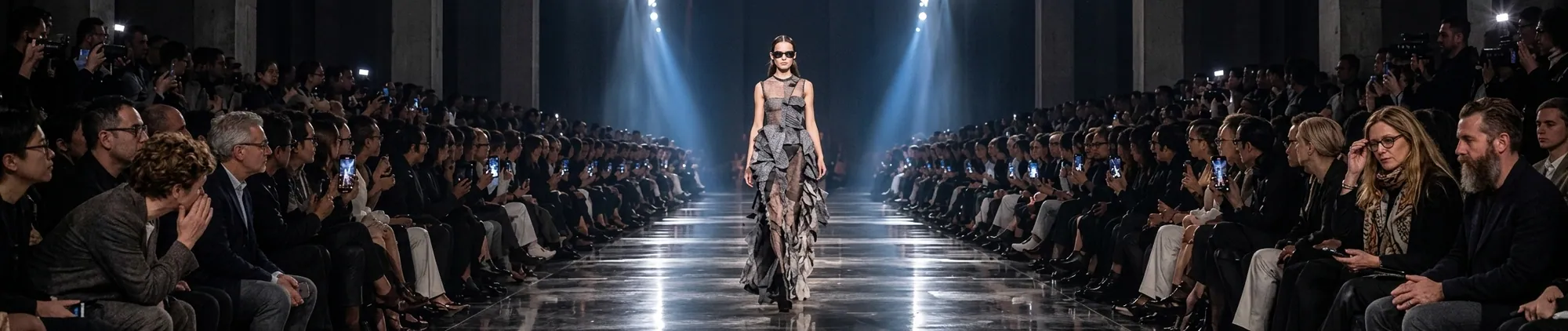 A model walking a lit runway